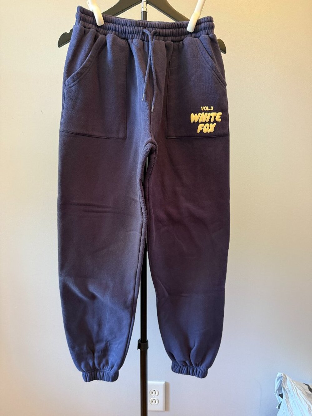 White Fox Navy Sweatpants | Cozy Lounge Joggers Size Medium